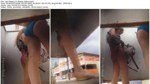 Girl Peeing In Beach Cabin