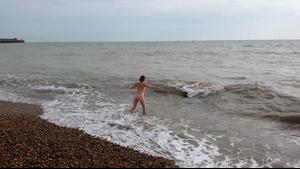 Naked Wife in the Storm Beach