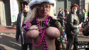 Mardi Gras Party Girls Flashing in Public