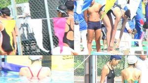 SWIM_8 Cena de prática do clube de natação vestindo maiô, MJ-44