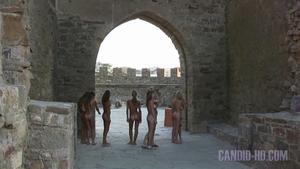 Family Pure Nudism Girls teens naturist in ancient castle