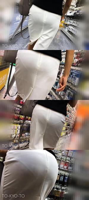 [FHD 60fps] Older sister's ass: Alasar office lady's transparent tight skirt ass (Part 2)