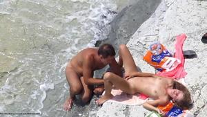 Hot teen couple caught fucking on the beach
