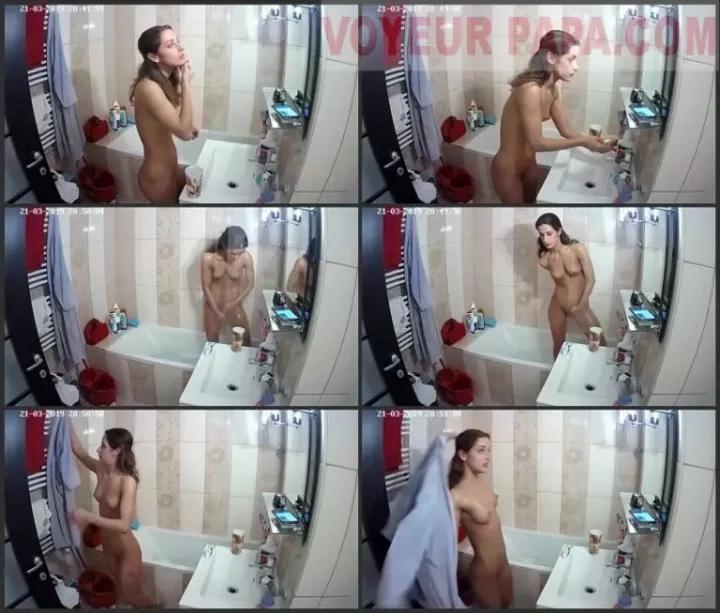 Spying on cute sister naked in shower