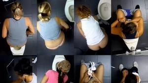 Hot hipster girl caught peeing in public toilet