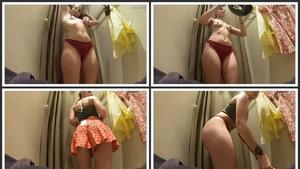 Perfect naked ass and shaved pussy caught in fitting room