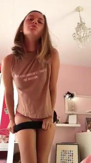 Busty brunette dancing on webcam