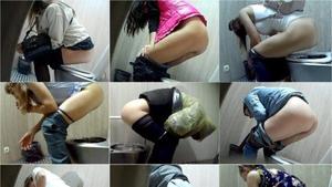 Hot woman peeing in a stupid toilet