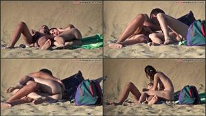 Young couple spied on the beach