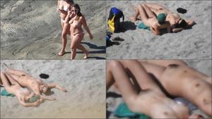 Girl on the beach with spread legs