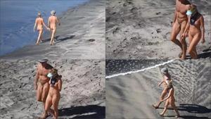 Nude milf gets out of the ocean