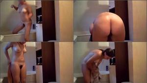Spying on cute sister nude in bathroom