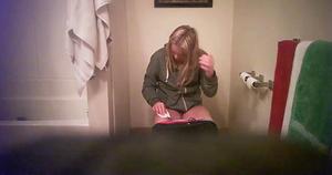 Juicy ass and tight pussy spied in toilet