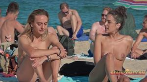 Hot beach friends with very big boobs