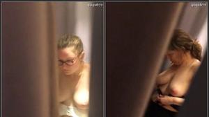 Spying on cute poser girl in fitting room