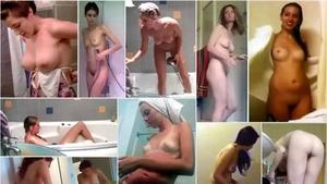 Naked girl mooning the hidden cam in bathroom