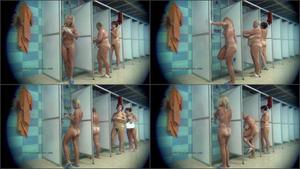 Voyeur peeps on girls showering in locker room
