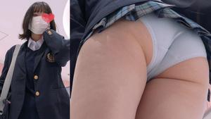 [4K] Echiechi JK Voyeur No.59 #blue chees cotton pants protruding from fucking mini uniform. This ass is too big no matter how much!