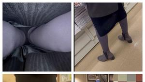 [Fotografar de cabeça para baixo com um smartphone 139] Meia-calça e calcinha preta sobre legging são os melhores acompanhamentos! Vou expor o interior das saias das irmãs! [Gravando 4 pessoas incluindo bônus]