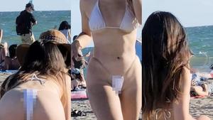 I took it off in front of me [Part 2] A rare tiny swimsuit!