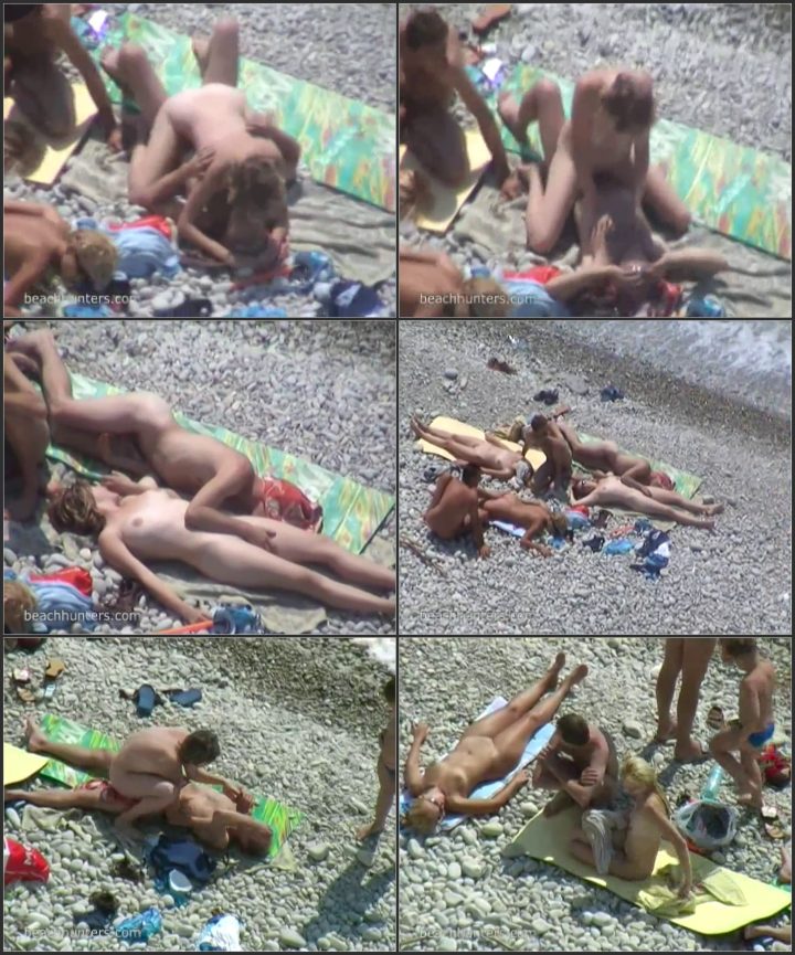 Nudists enjoying a small beach
