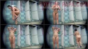 Voluptuous naked girl caught in shower