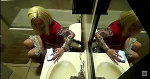 Lady Using Home Toilet