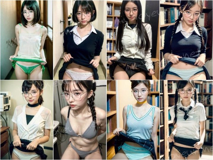 I will show you the inside of the skirt – Part 6 – Meganekko Special! Slides of various glasses girls, from quiet girls to chairpersons.