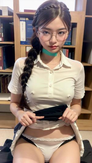 I will show you the inside of the skirt – Part 6 – Meganekko Special! Slides of various glasses girls, from quiet girls to chairpersons.