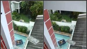 Neighbours have fun at their pool
