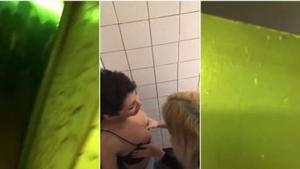 Rough lesbians in the club toilet
