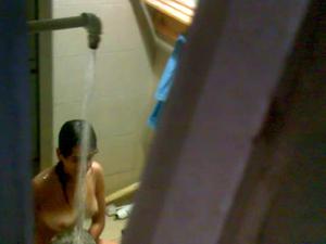 Checking out hot naked friend in shower
