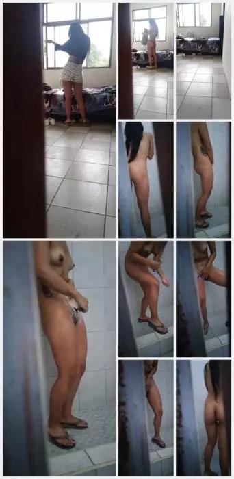 Young aunt spied naked in bathroom