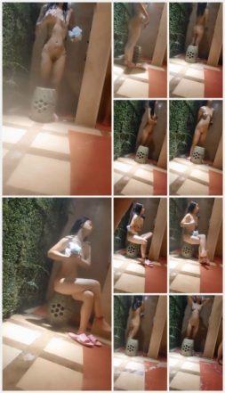 Nudist women with tan lines in shower cabins