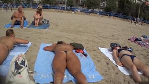Hot beach girls in thong bikinis
