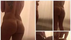 Spying on hot woman shaving legs in shower