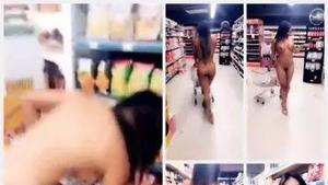 Nude girl shoping