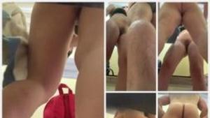 Couple caught by voyeur during standing sex