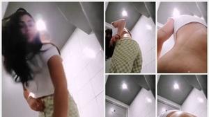 Girl spying on bathroom