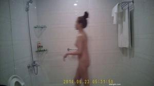 Hot chick naked in shower room