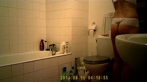 Hidden cam caught sister getting nude for shower