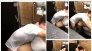 Hard fuck caught by voyeur in public toilet