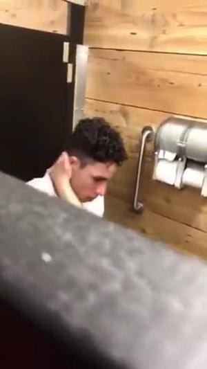 Peeping on teens having sex in public toilet