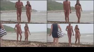Passing by a nude girl on beach