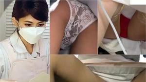 shika7 [Voyeur camera during treatment with fully opened spread out] [Low angle of half-beautiful assistant cutting into red panties]