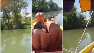 girls having fun on the boat