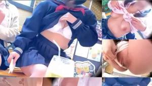benchpanchira24omakeP [รวมโบนัสแล้ว] K-chan 2 คนที่ไร้การป้องกันเกินไป กำลังเช็ดหน้าอกและจู๋บนระเบียงร้านกาแฟ ⑥