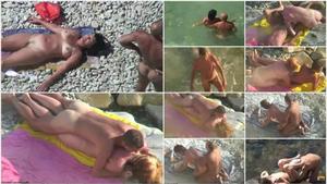 Sexy couple having sex on a beach