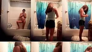 Spying on girl with model qualities all naked in bathroom