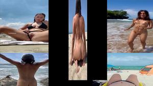 Voyeur checks out nudist friends on the beach 02